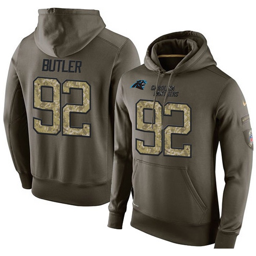 NFL Nike Carolina Panthers #92 Vernon Butler Green Salute To Service Men's Pullover Hoodie